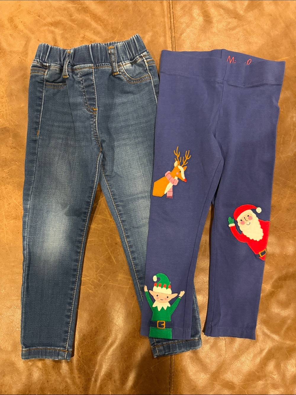 Mini Boden Navy Holiday Leggings and Denim Leggings